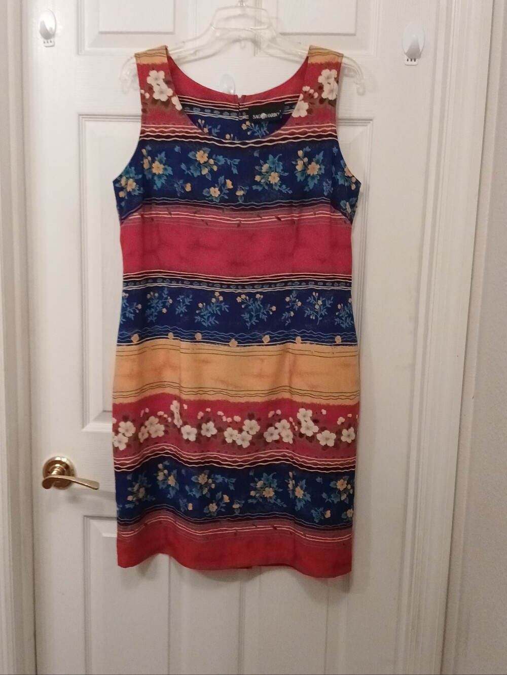 Sag Harbor Vintage Sheath Shift Dress Size L Colorful Floral Print Sleeveless